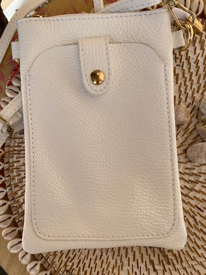 Pochette téléphone et + Blanco cuir à bandoulière