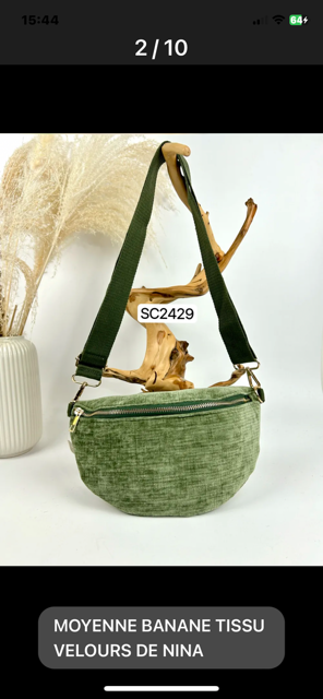 Sac banane velour vert